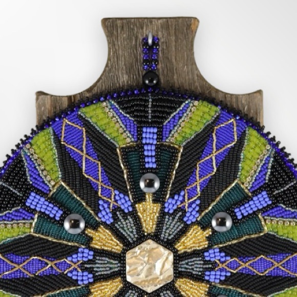 24k Gold Beaded Mandala Design Wall Art - Picture 2 of 4